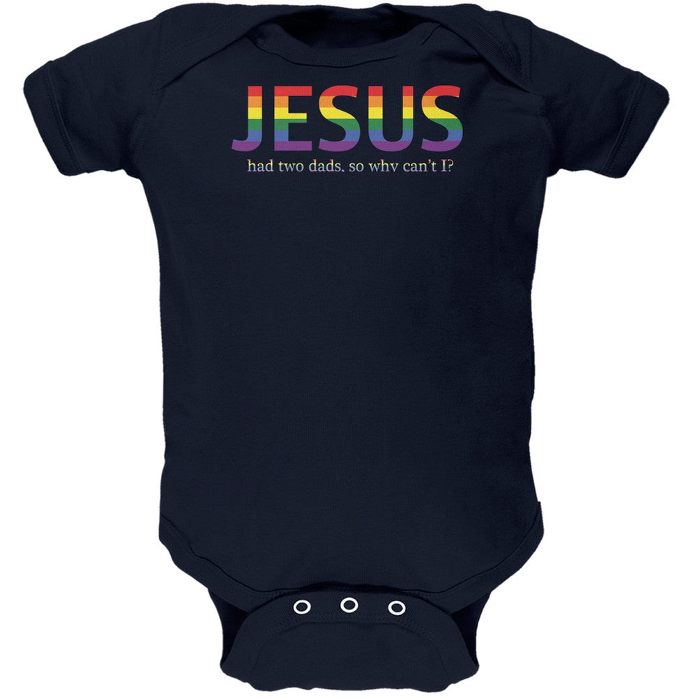 Two Dads Jesus Gay Funny Navy Soft Baby One Piece Baby One Piece Old Glory 0-3M Blue 