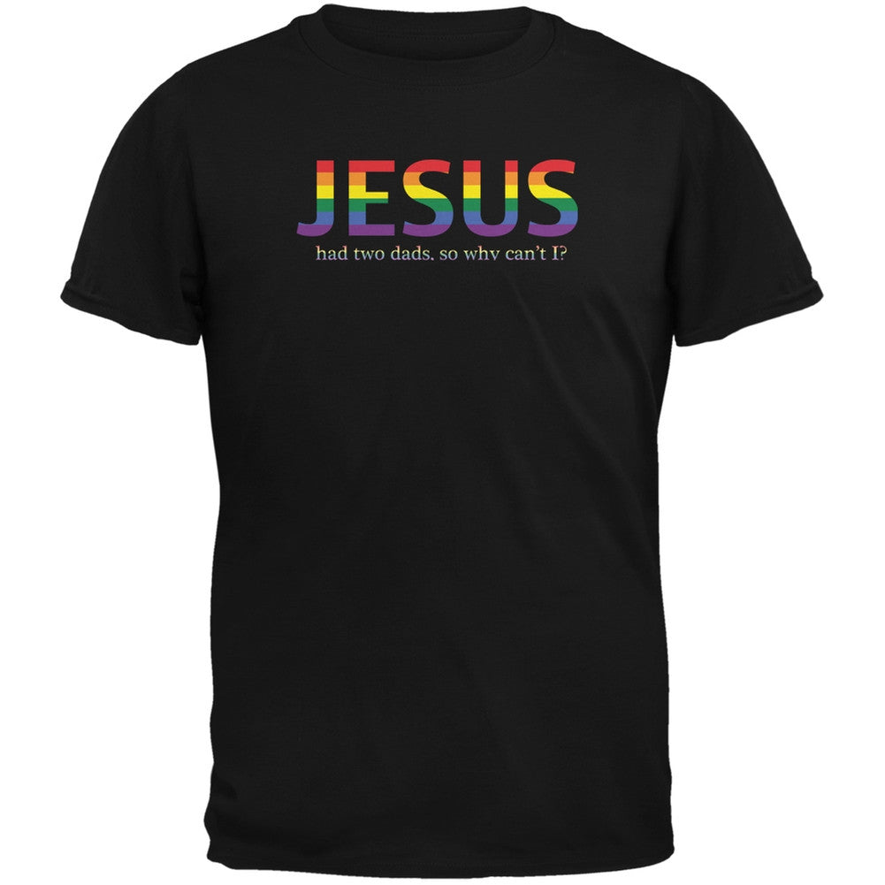 Two Dads Jesus Gay Funny Black Youth T-Shirt Youth T-Shirts Old Glory LG Black 