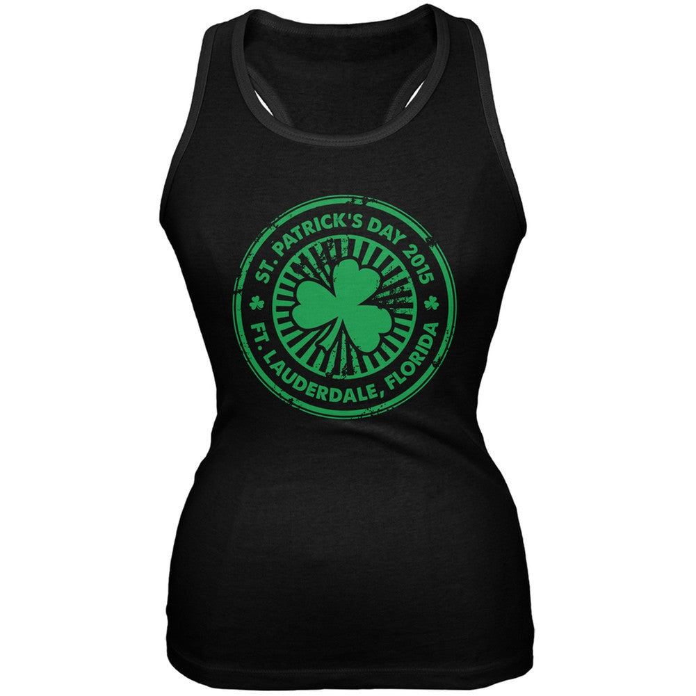 St. Patrick's Day - Ft. Lauderdale FL Black Juniors Soft Tank Top Juniors Tank Tops Old Glory 2XL Black 