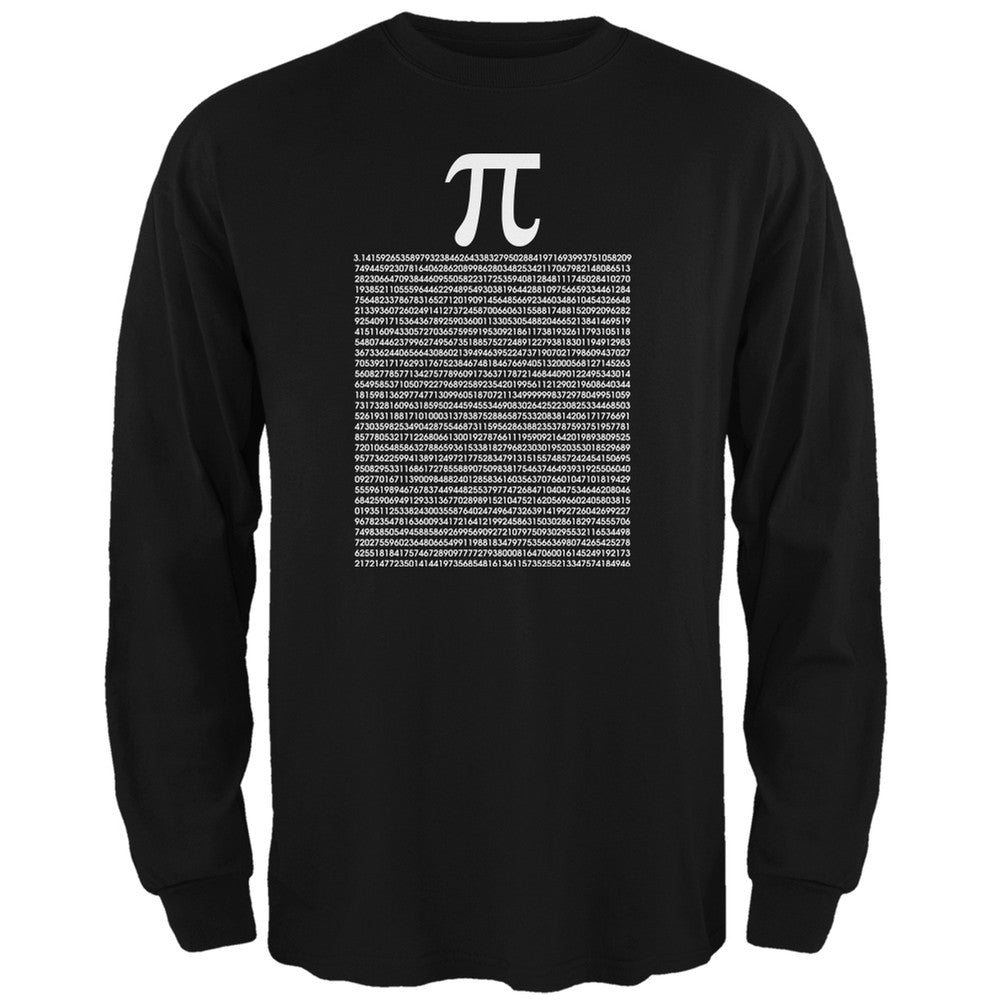 Pi Numbers Black Adult Long Sleeve T-Shirt Men's Long Sleeves Old Glory SM Black 