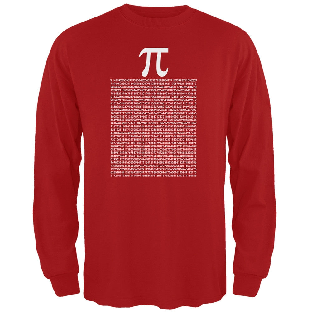 Pi Numbers Red Adult Long Sleeve T-Shirt Men's Long Sleeves Old Glory SM Red 