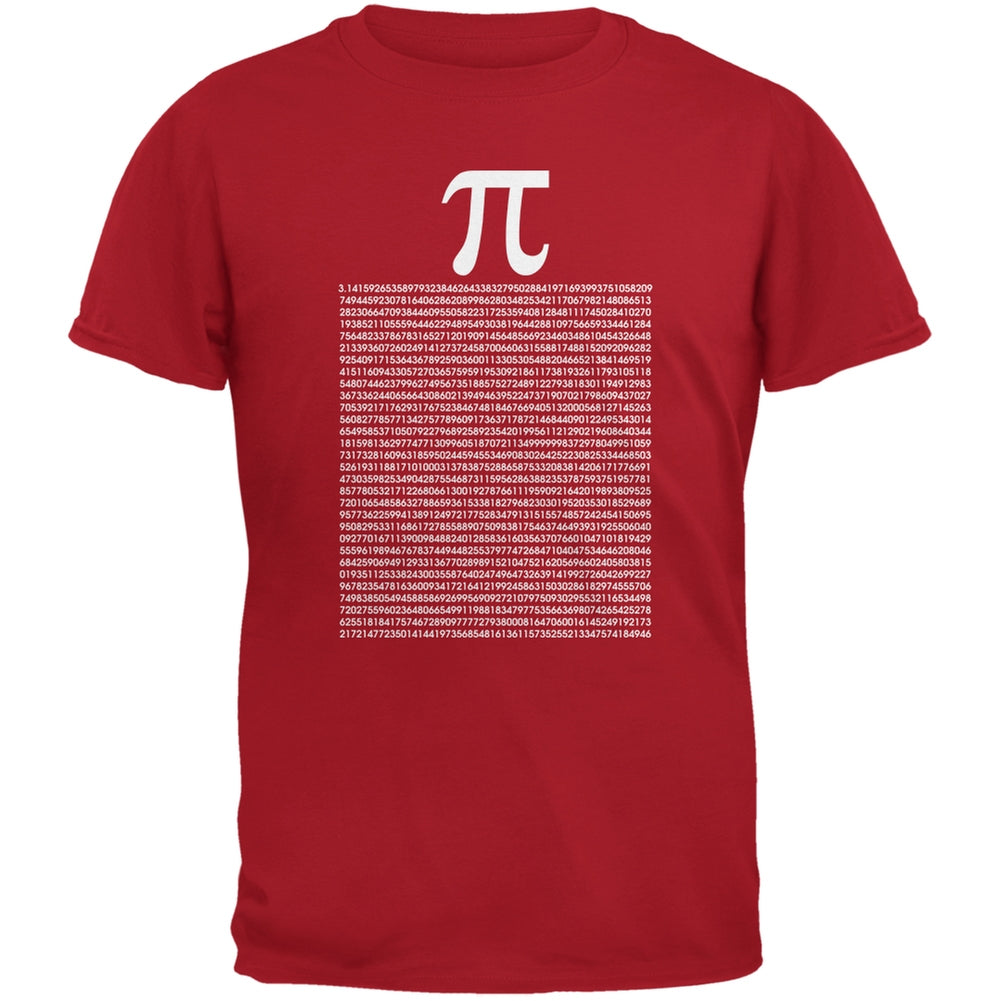 Pi Numbers Red Adult T-Shirt Men's T-Shirts Old Glory SM Red 