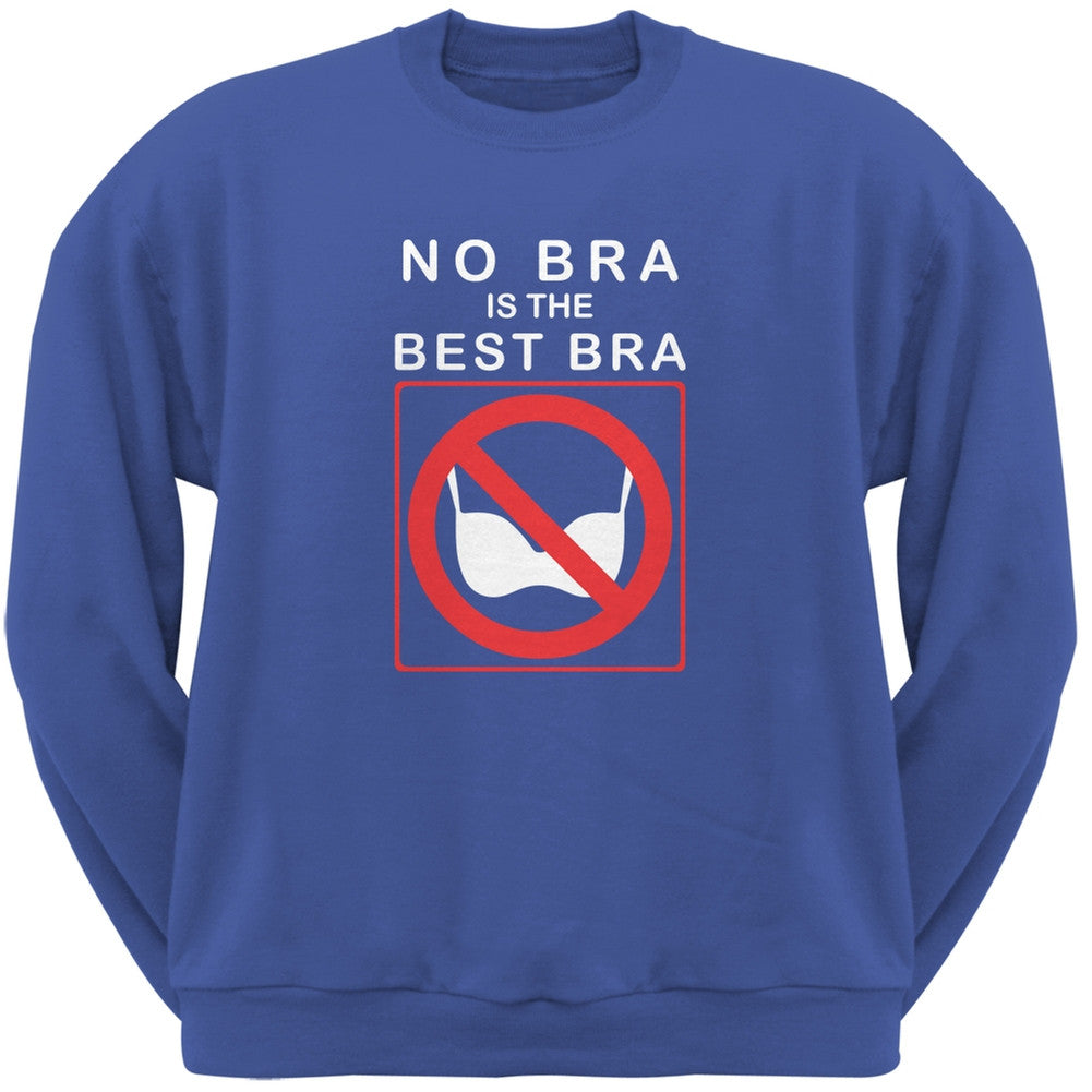 Best No Bra Funny Royal Adult Sweatshirt Men's Sweatshirts Old Glory 2XL Blue 