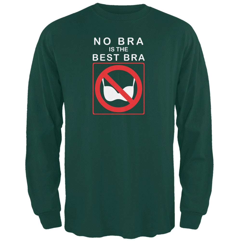 Best No Bra Funny Forest Green Adult Long Sleeve T-Shirt Men's Long Sleeves Old Glory 2XL Green 