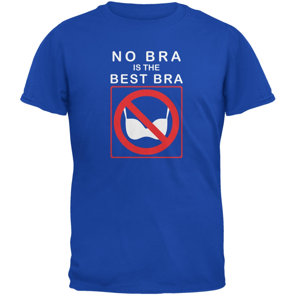 Best No Bra Funny Royal Adult T-Shirt Men's T-Shirts Old Glory 2XL Blue 