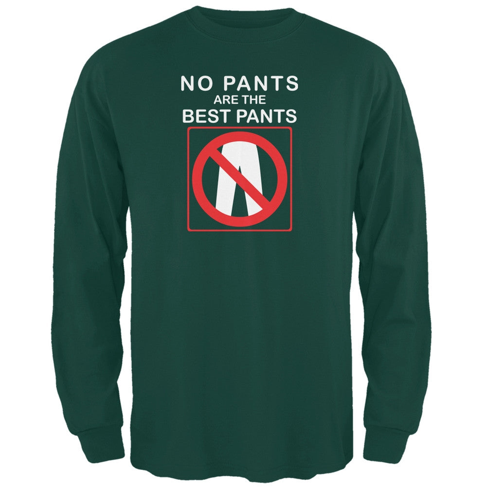 Best No Pants Funny Forest Green Adult Long Sleeve T-Shirt Men's Long Sleeves Old Glory 2XL Green 