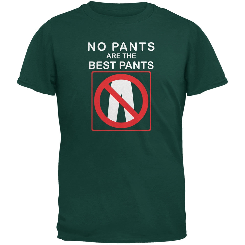 Best No Pants Funny Forest Green Adult T-Shirt Men's T-Shirts Old Glory 2XL Green 