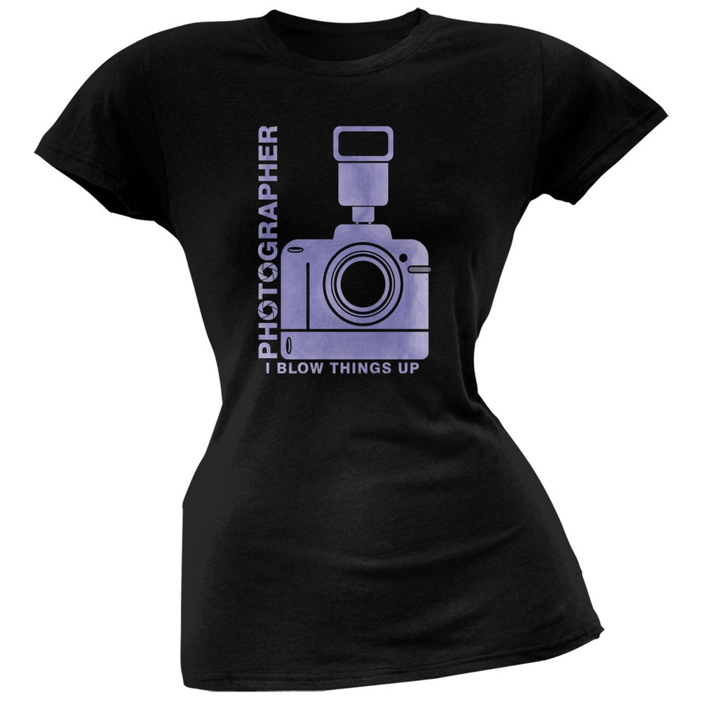 Photographer Blow Things Up Funny Black Juniors Soft T-Shirt Juniors T-Shirts Old Glory 2XL Black 