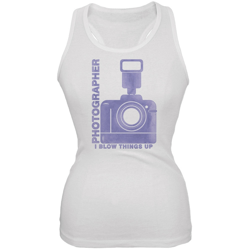 Photographer Blow Things Up Funny White Juniors Soft Tank Top Juniors Tank Tops Old Glory 2XL White 