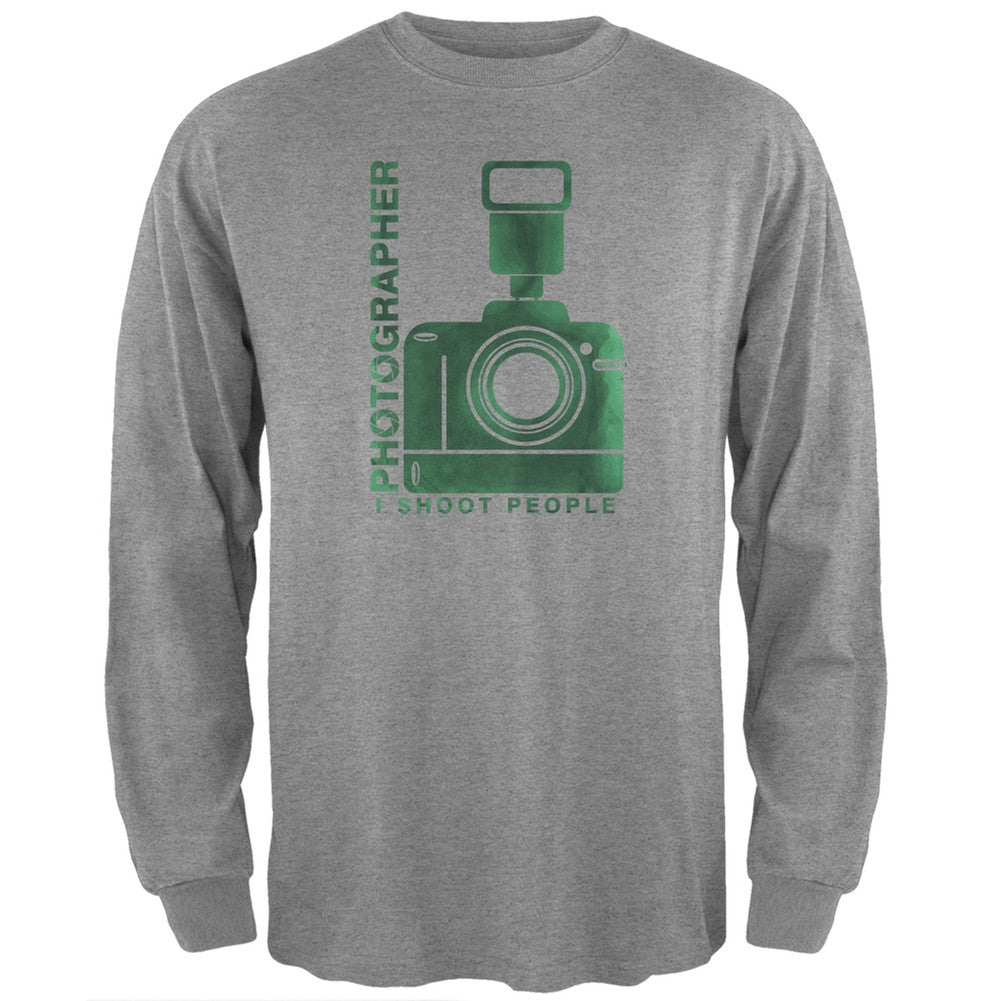 Photographer Shoot People Funny Heather Grey Adult Long Sleeve TShirt Men's Long Sleeves Old Glory 2XL Grey 