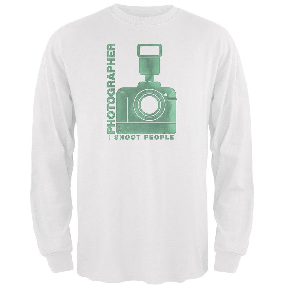 Photographer Shoot People Funny White Adult Long Sleeve T-Shirt Men's Long Sleeves Old Glory 2XL White 