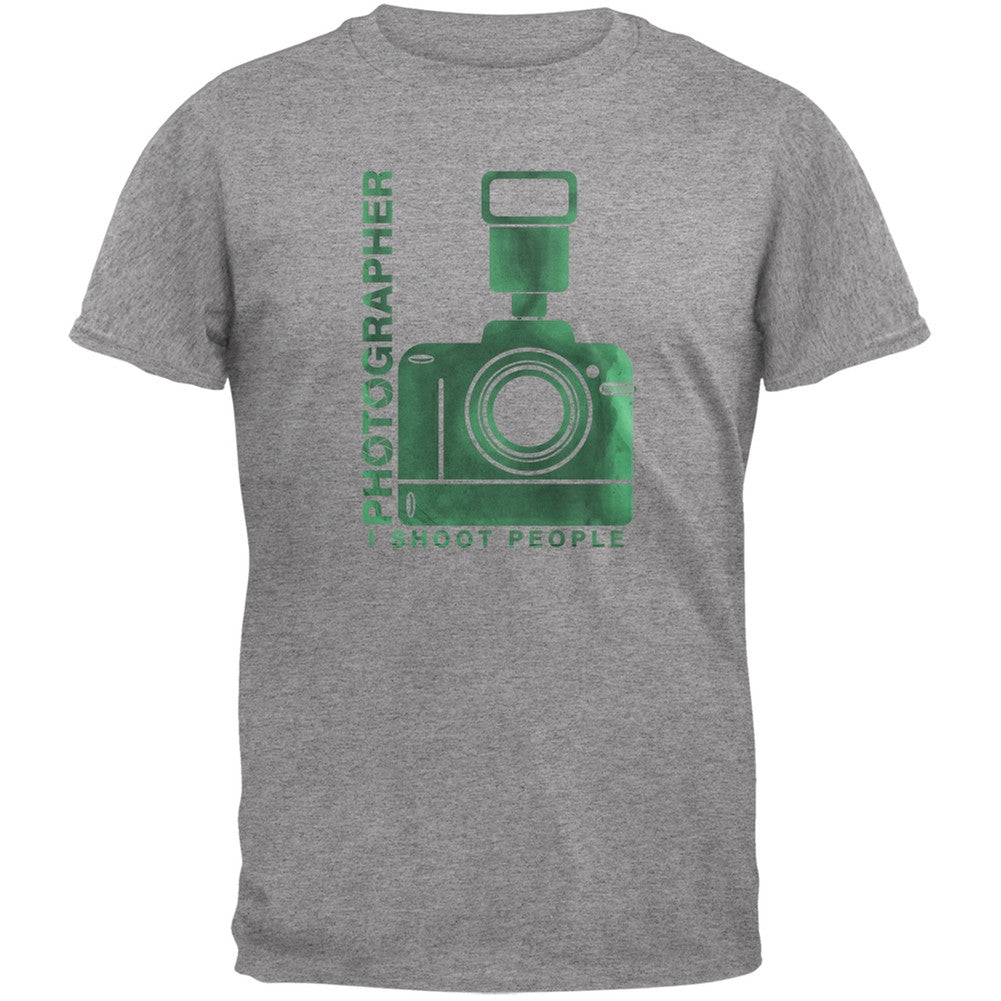 Photographer Shoot People Funny Heather Grey Adult T-Shirt Men's T-Shirts Old Glory 2XL Grey 