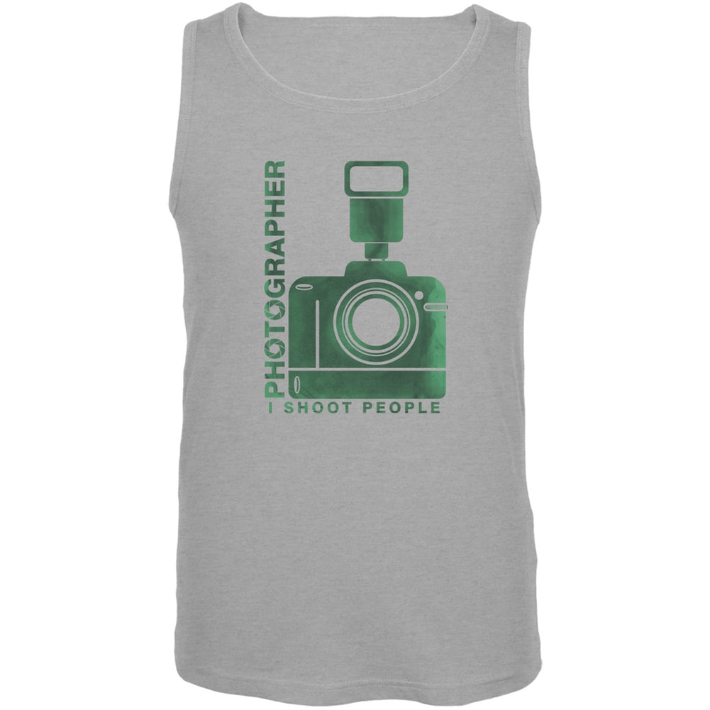 Photographer Shoot People Funny Heather Grey Adult Tank Top Men's Tank Tops Old Glory 2XL Grey 