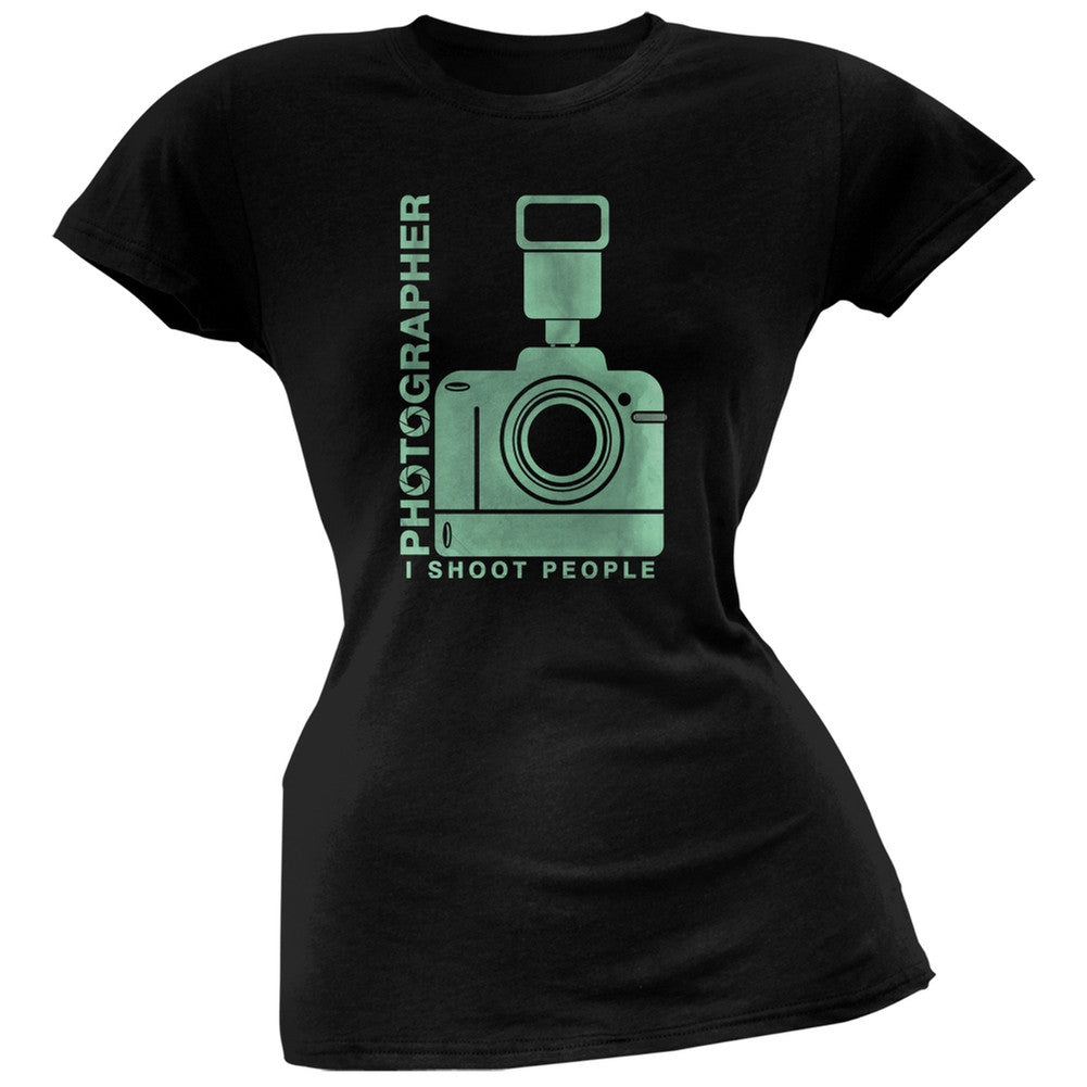 Photographer Shoot People Funny Black Juniors Soft T-Shirt Juniors T-Shirts Old Glory 2XL Black 
