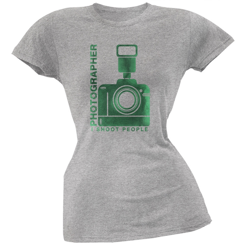 Photographer Shoot People Funny Heather Grey Juniors Soft T-Shirt Juniors T-Shirts Old Glory 2XL Grey 