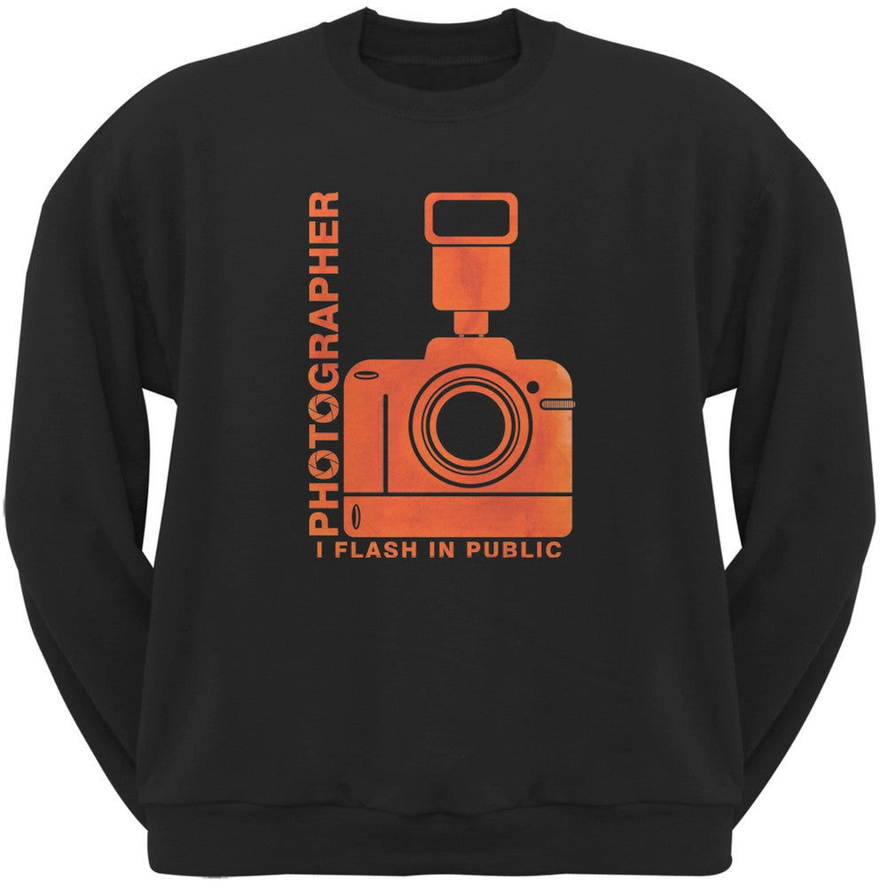 Photographer Flash in Public Funny Black Adult Sweatshirt Men's Sweatshirts Old Glory 2XL Black 