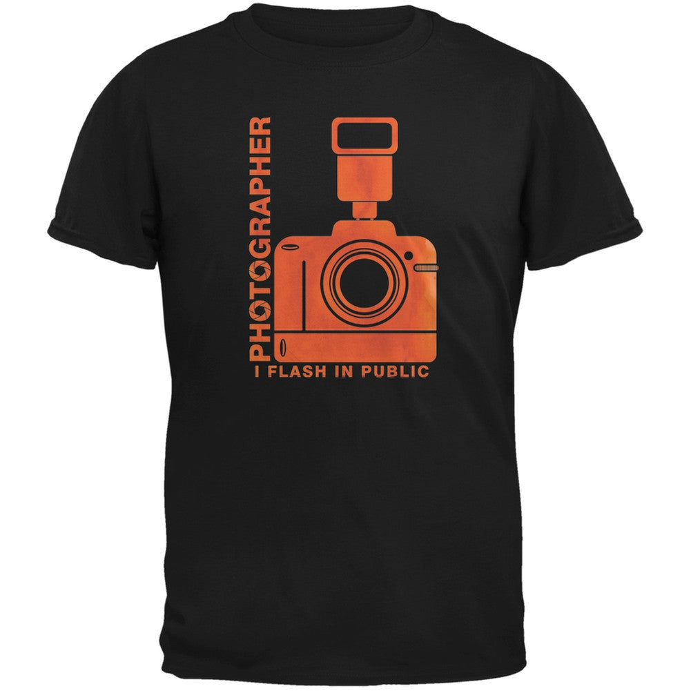 Photographer Flash in Public Funny Black Adult T-Shirt Men's T-Shirts Old Glory 2XL Black 