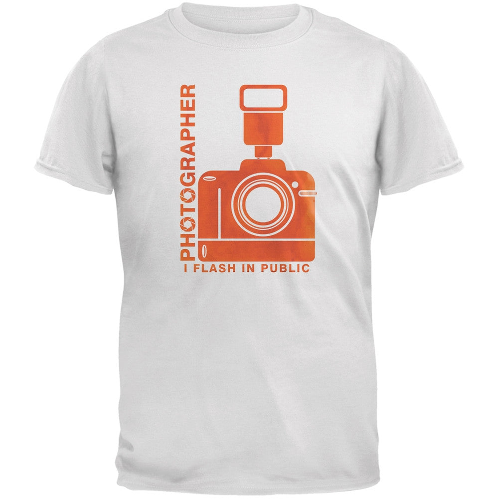 Photographer Flash in Public Funny White Adult T-Shirt Men's T-Shirts Old Glory 2XL White 