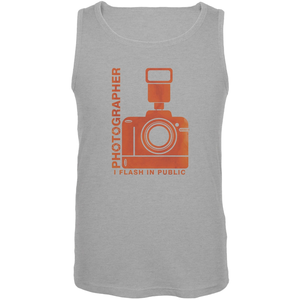 Photographer Flash in Public Funny Heather Grey Adult Tank Top Men's Tank Tops Old Glory 2XL Grey 