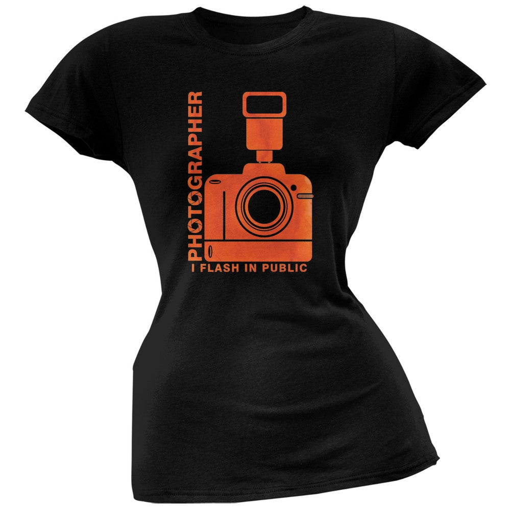 Photographer Flash in Public Funny Black Juniors Soft T-Shirt Juniors T-Shirts Old Glory 2XL Black 
