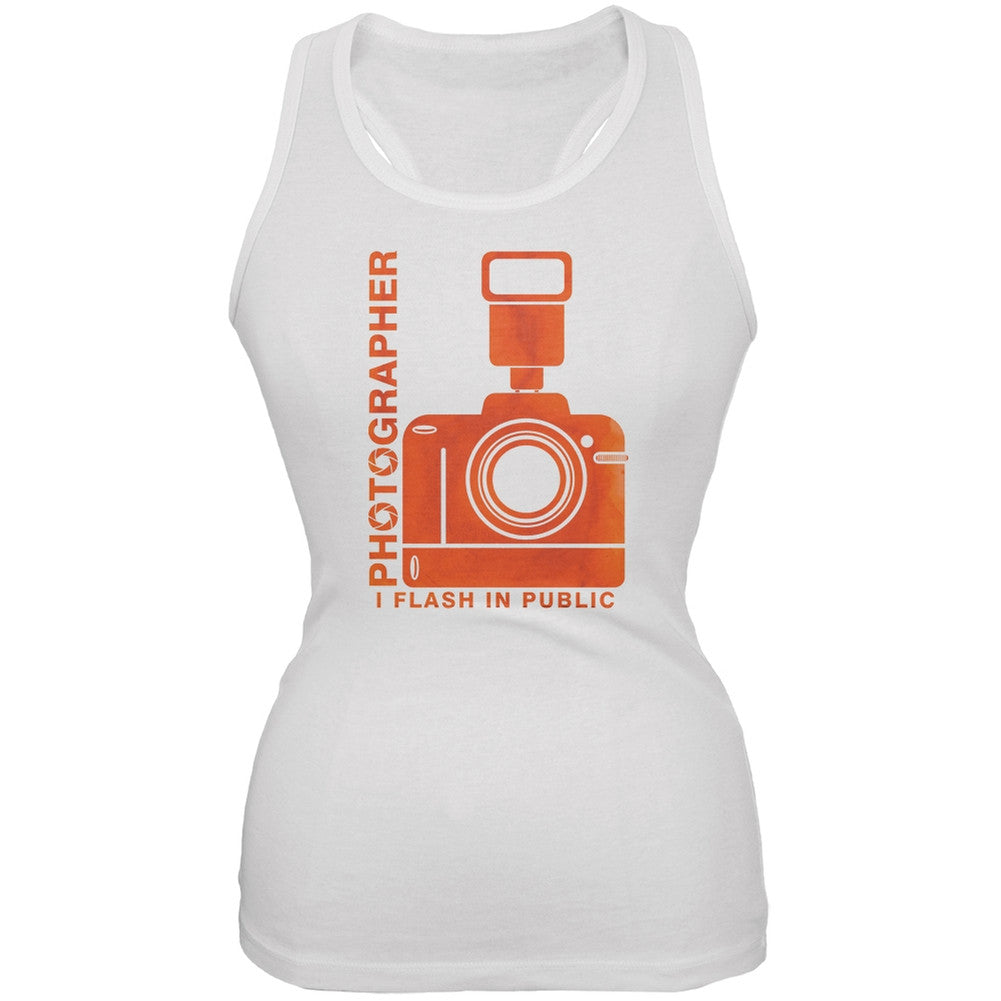 Photographer Flash in Public Funny White Juniors Soft Tank Top Juniors Tank Tops Old Glory 2XL White 