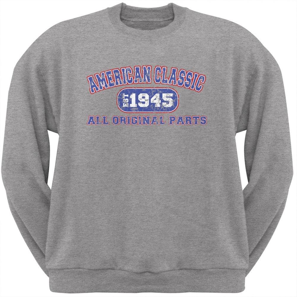 Classic American 1945 Funny Light Heather Grey Adult Sweatshirt Men's Sweatshirts Old Glory 2XL Grey 