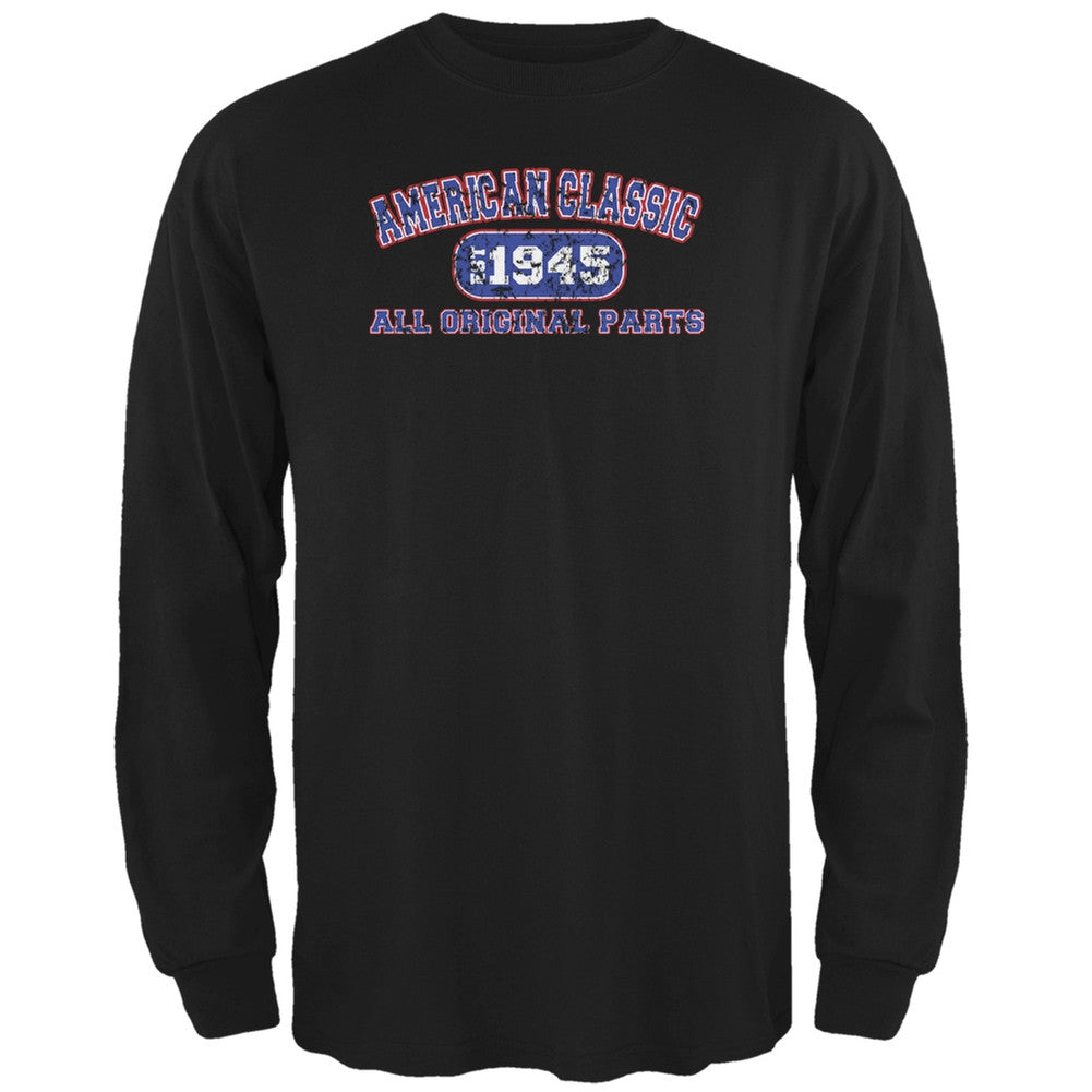 Classic American 1945 Funny Black Adult Long Sleeve T-Shirt Men's Long Sleeves Old Glory 2XL Black 