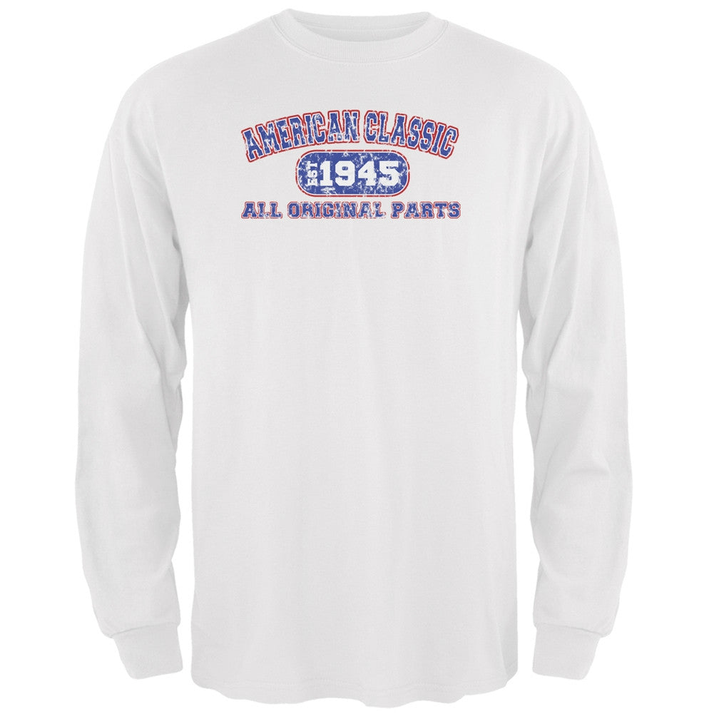 Classic American 1945 Funny White Adult Long Sleeve T-Shirt Men's Long Sleeves Old Glory 2XL White 