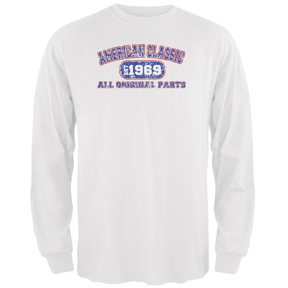 Classic American 1969 Funny White Adult Long Sleeve T-Shirt Men's Long Sleeves Old Glory 2XL White 