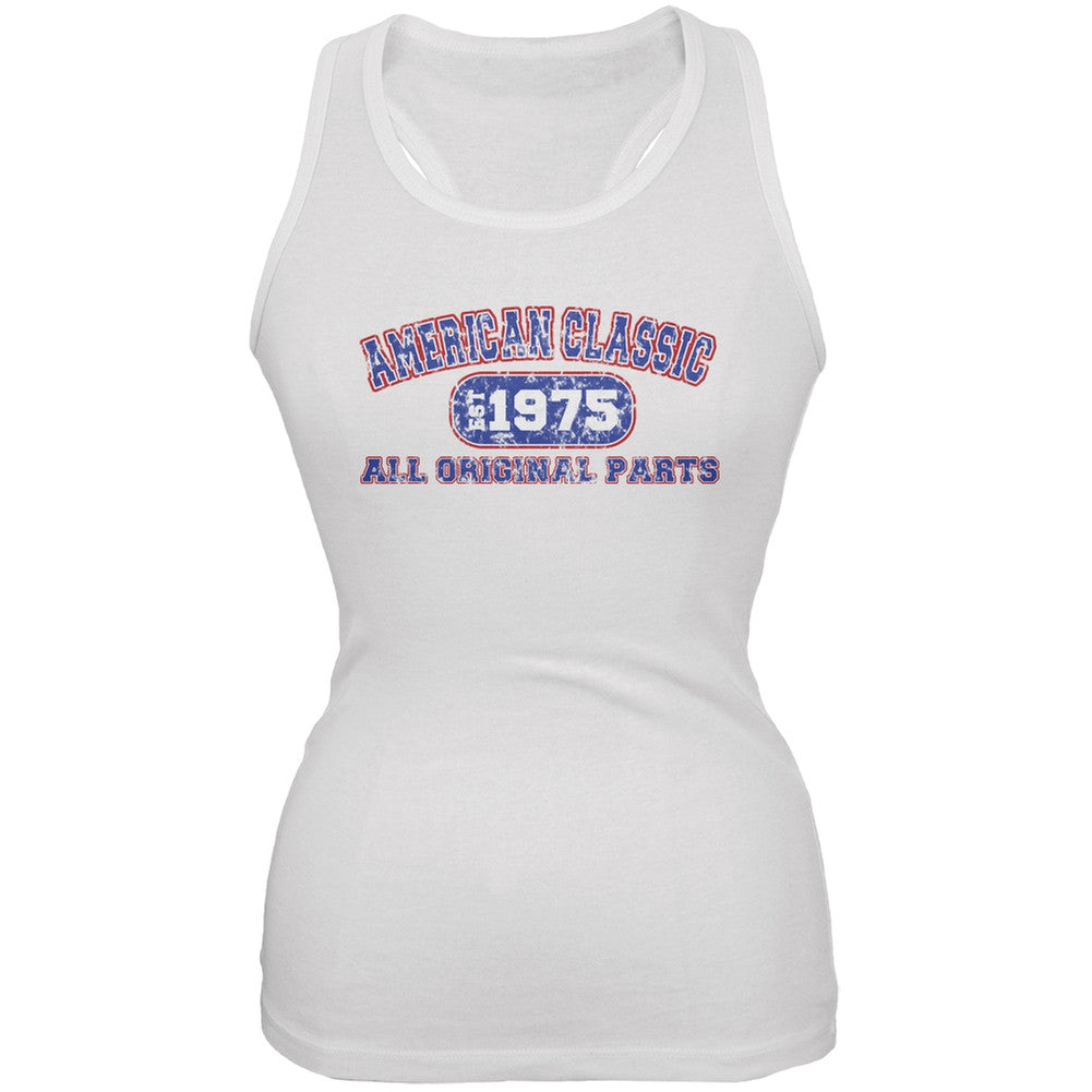 Classic American 1975 Funny White Juniors Soft Tank Top Juniors Tank Tops Old Glory 2XL White 