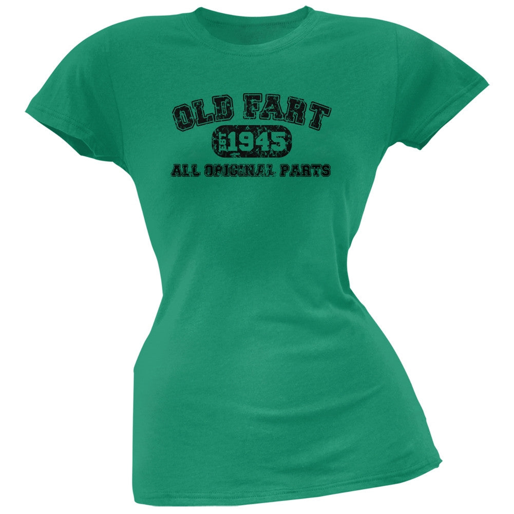 Old Fart Original Parts 1945 Funny Kelly Green Juniors Soft T-Shirt Juniors T-Shirts Old Glory 2XL Green 