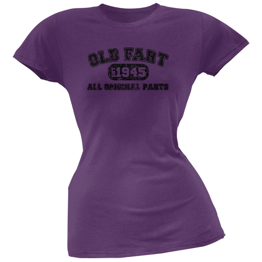 Old Fart Original Parts 1945 Funny Purple Juniors Soft T-Shirt Juniors T-Shirts Old Glory 2XL Purple 