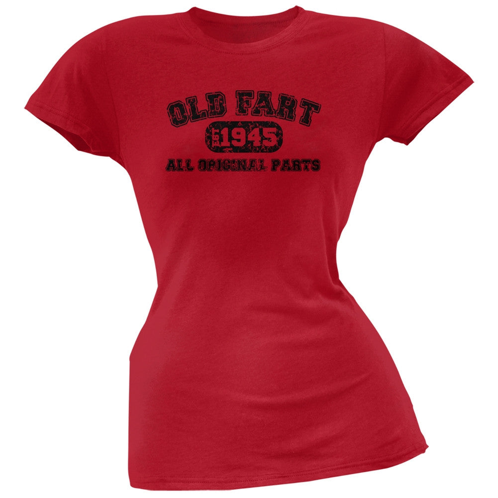 Old Fart Original Parts 1945 Funny Red Juniors Soft T-Shirt Juniors T-Shirts Old Glory 2XL Red 