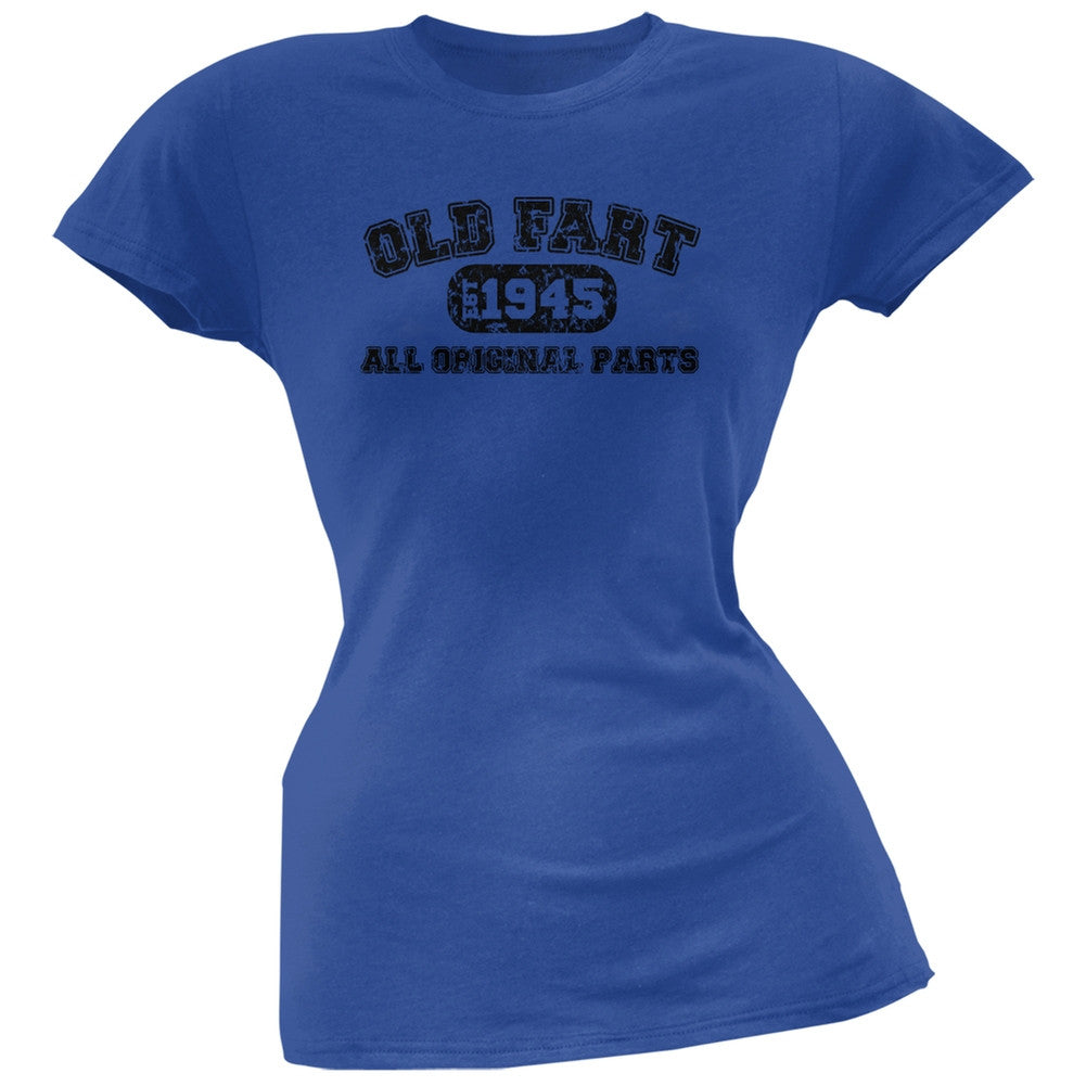 Old Fart Original Parts 1945 Funny Royal Juniors Soft T-Shirt Juniors T-Shirts Old Glory 2XL Blue 