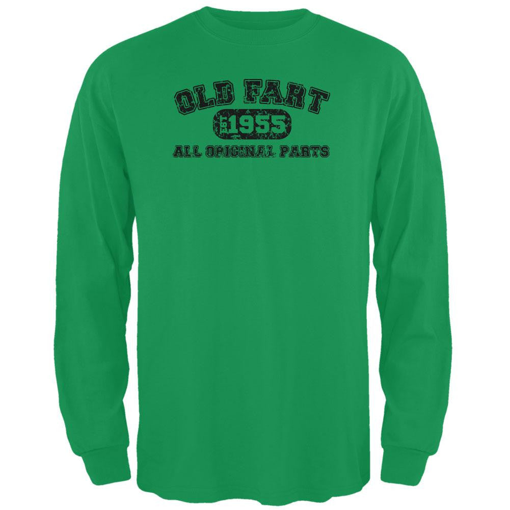 Old Fart Original Parts 1955 Funny Green Adult Long Sleeve T-Shirt Men's Long Sleeves Old Glory 2XL Green 