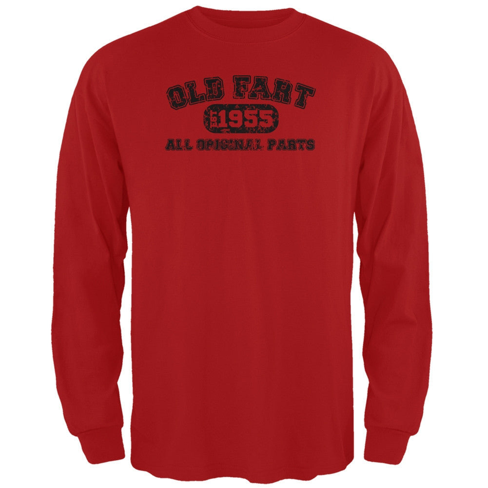 Old Fart Original Parts 1955 Funny Red Adult Long Sleeve T-Shirt Men's Long Sleeves Old Glory 2XL Red 