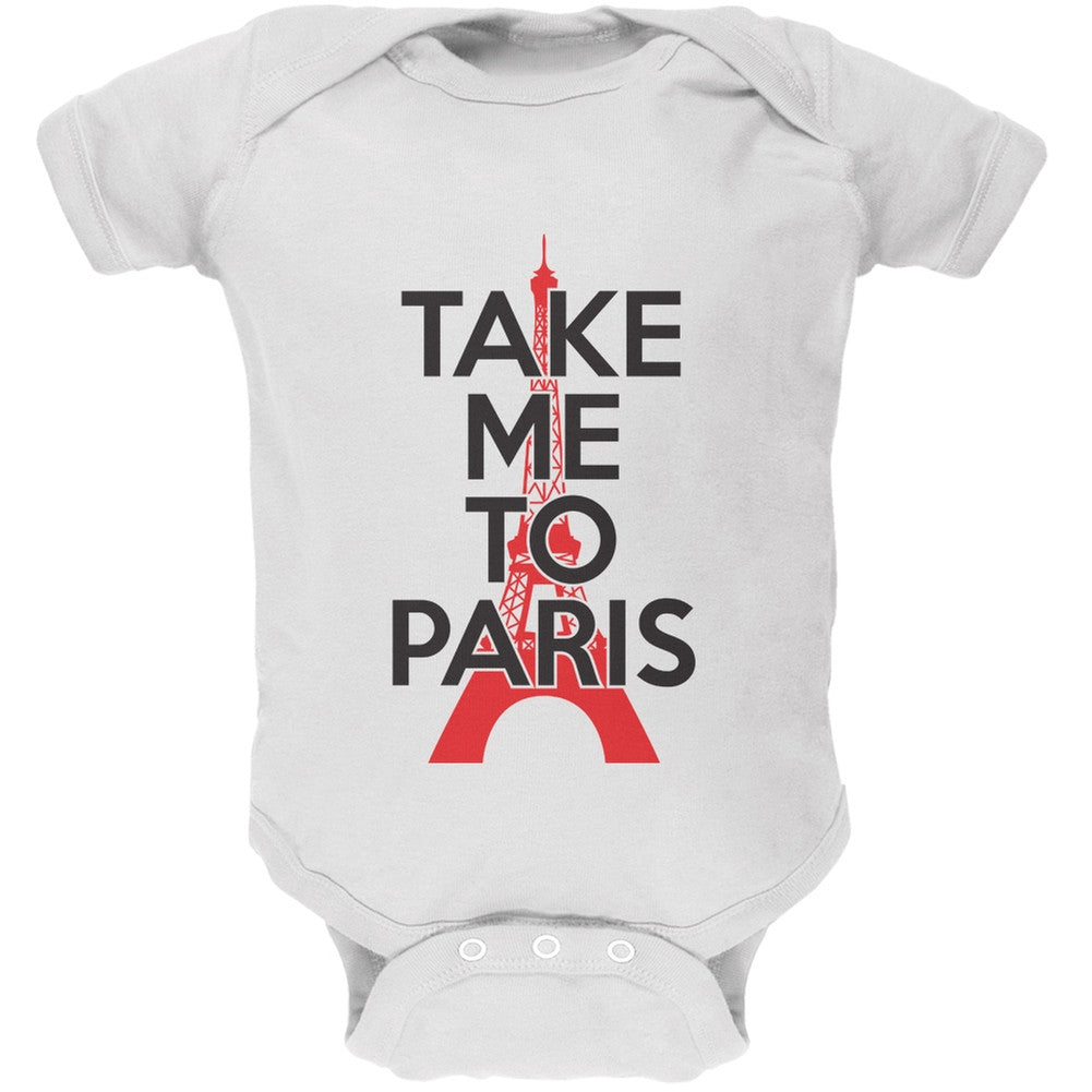 Take Me To Paris White Soft Baby One Piece Baby One Piece Old Glory 0-3M White 