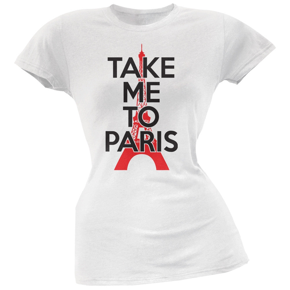 Take Me To Paris White Soft Juniors T-Shirt Juniors T-Shirts Old Glory 2XL White 