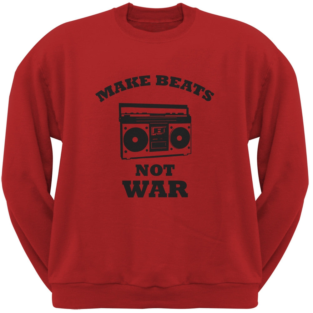 Make Beats Not War Boombox Red Adult Sweatshirt Men's Sweatshirts Old Glory 2XL Red 