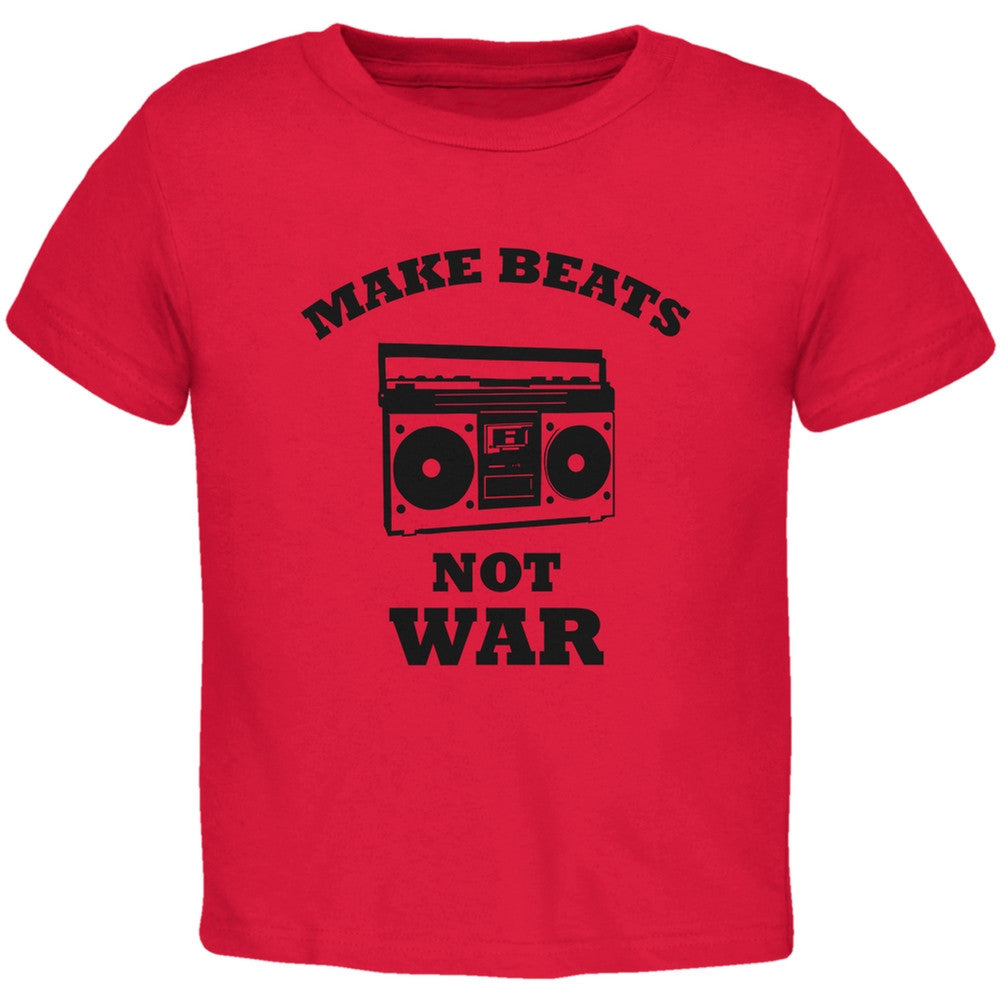 Make Beats Not War Boombox Red Toddler T-Shirt Toddler T-Shirts Old Glory 2T Red 