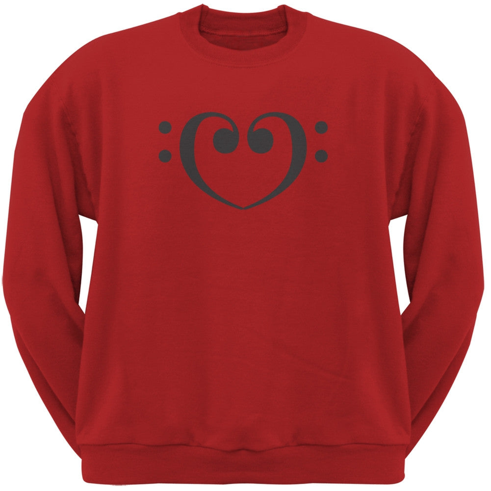 Bass Clef Heart Red Adult Sweatshirt Men's Sweatshirts Old Glory 2XL Red 