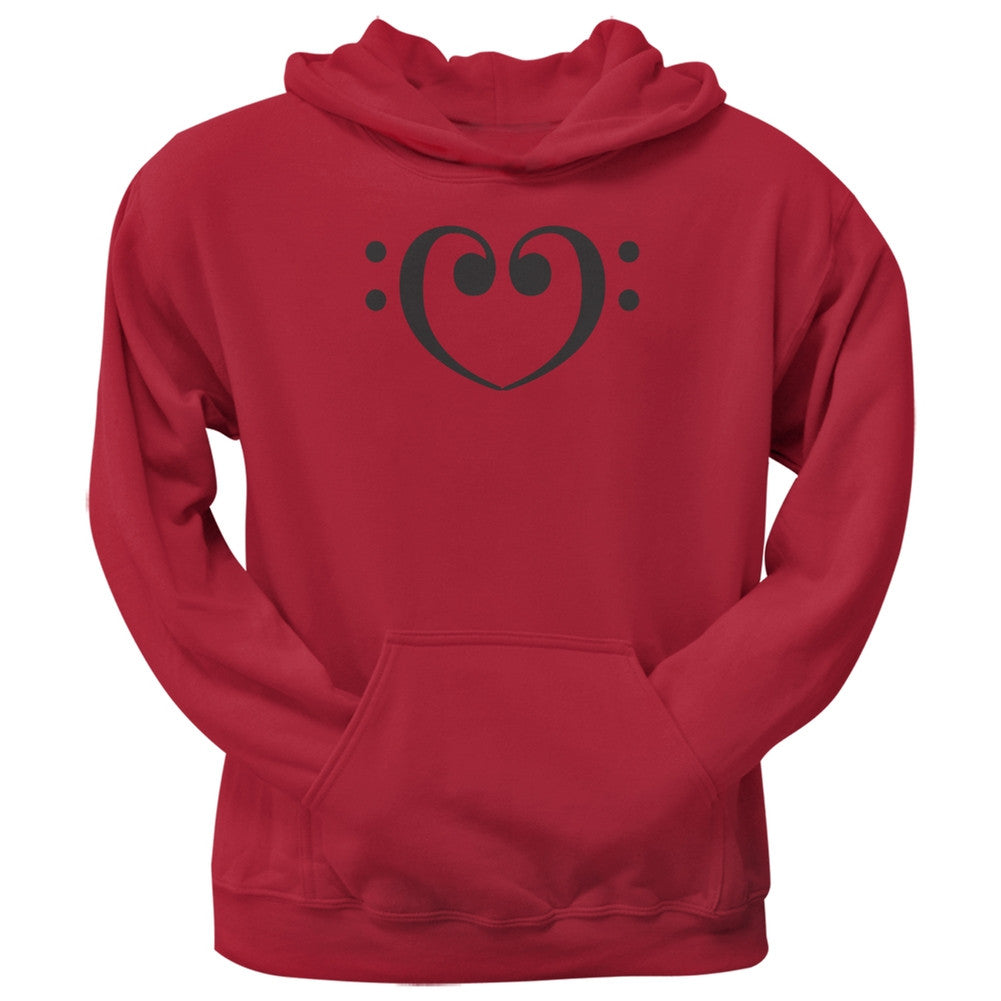 Bass Clef Heart Red Adult Hoodie Men's Hoodies Old Glory 2XL Red 