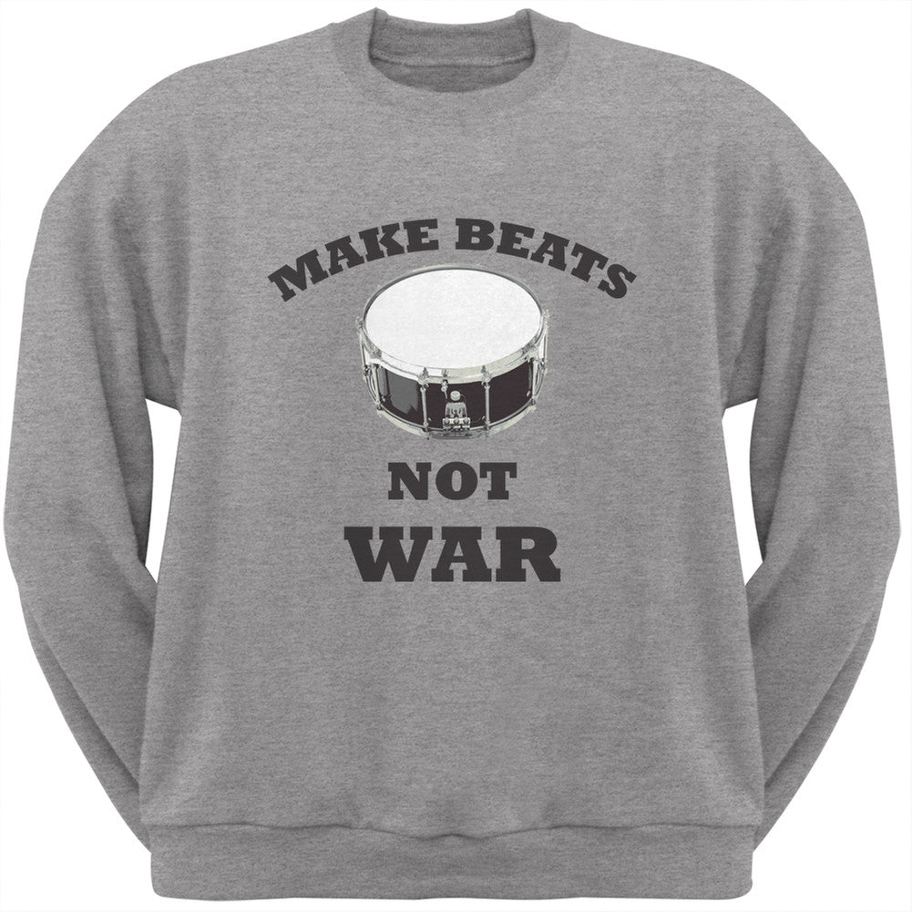 Make Beats Not War Snare Heather Grey Adult Sweatshirt Men's Sweatshirts Old Glory 2XL Grey 