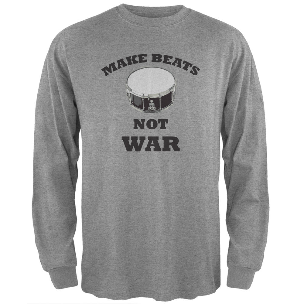 Make Beats Not War Snare Heather Grey Adult Long Sleeve T-Shirt Men's Long Sleeves Old Glory 2XL Grey 