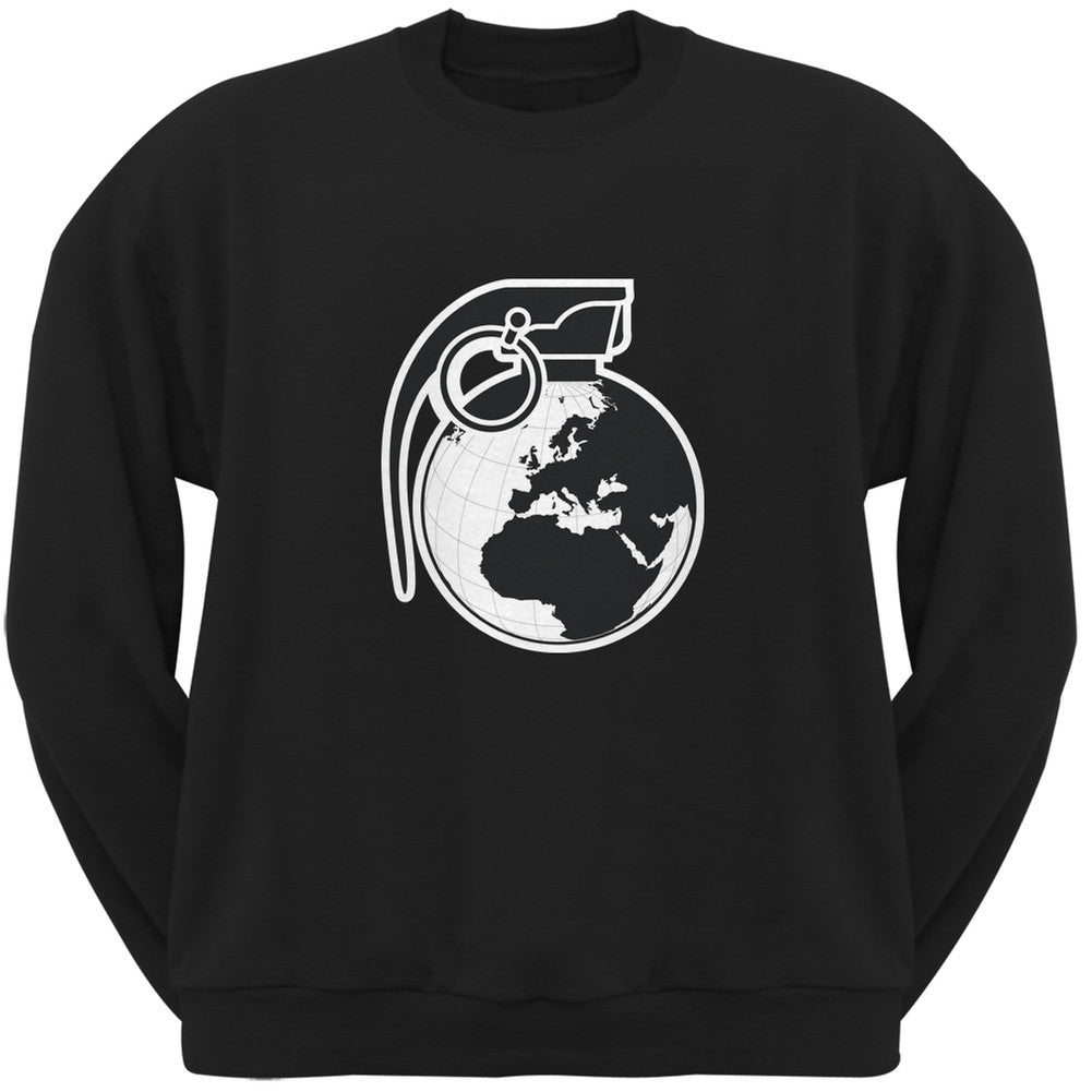 Grenade Globe Black Adult Sweatshirt Men's Sweatshirts Old Glory 2XL Black 