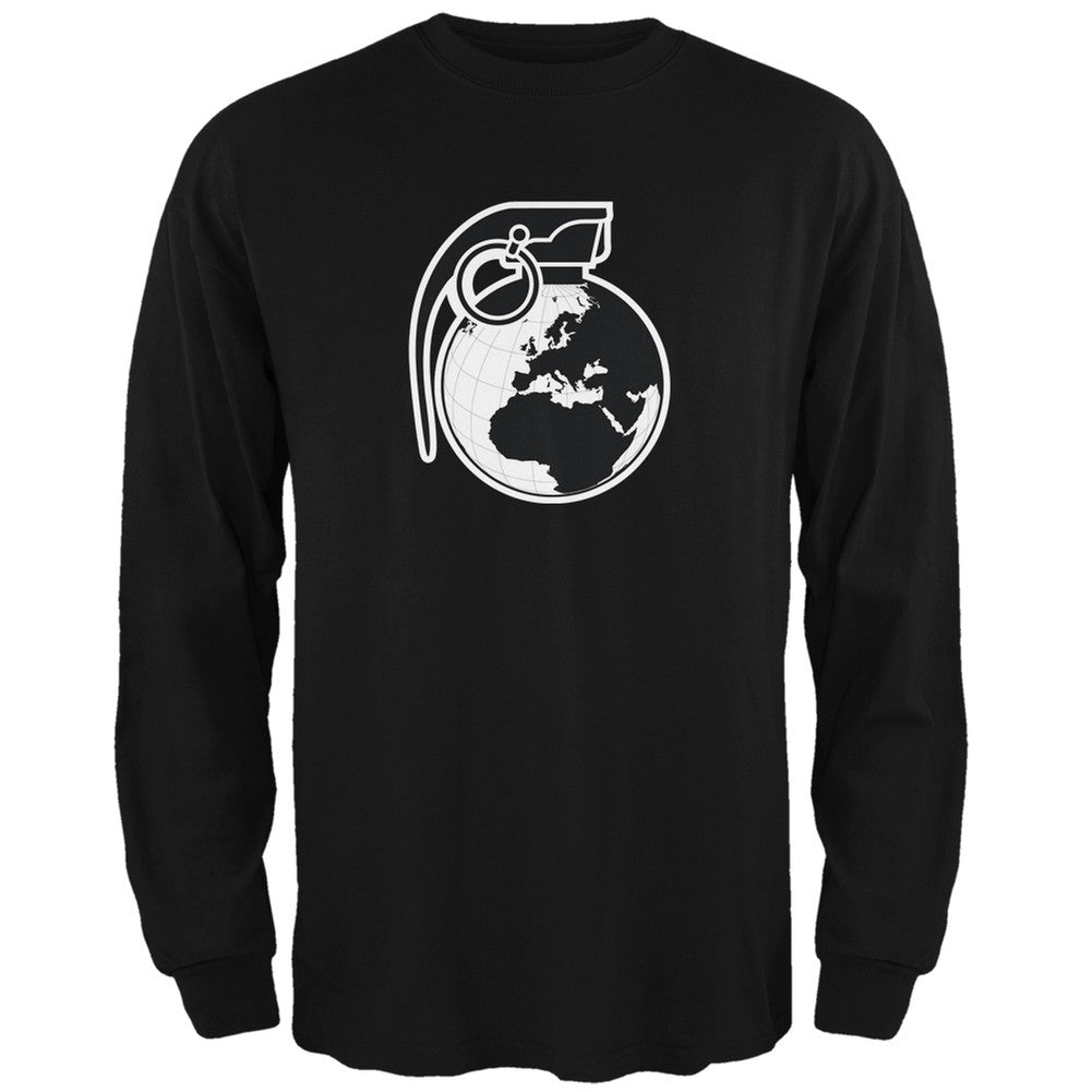 Grenade Globe Black Adult Long Sleeve T-Shirt Men's Long Sleeves Old Glory 2XL Black 