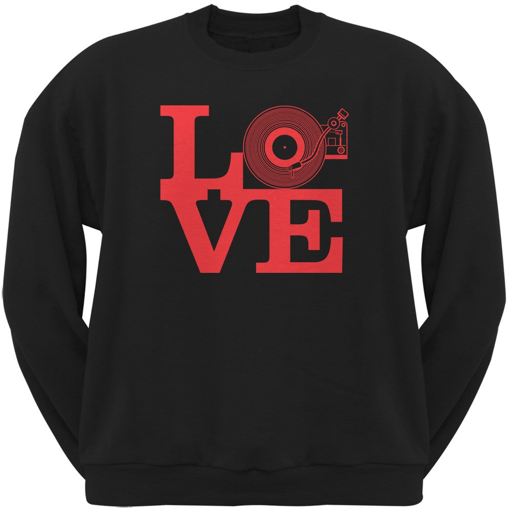 Love Record Player Black Adult Sweatshirt Men's Sweatshirts Old Glory 2XL Black 