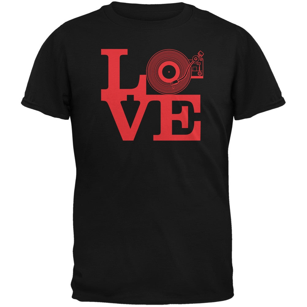 Love Record Player Black Adult T-Shirt Men's T-Shirts Old Glory 2XL Black 