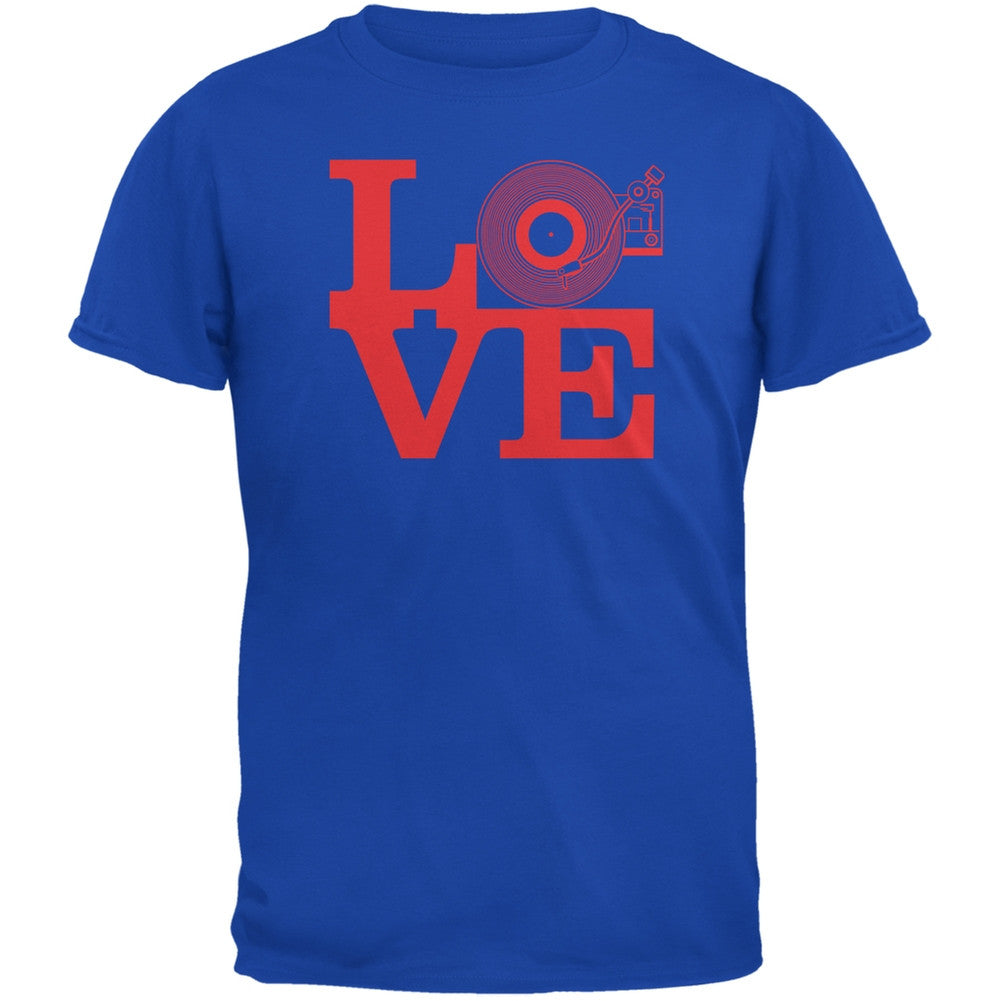 Love Record Player Royal Adult T-Shirt Men's T-Shirts Old Glory 2XL Blue 