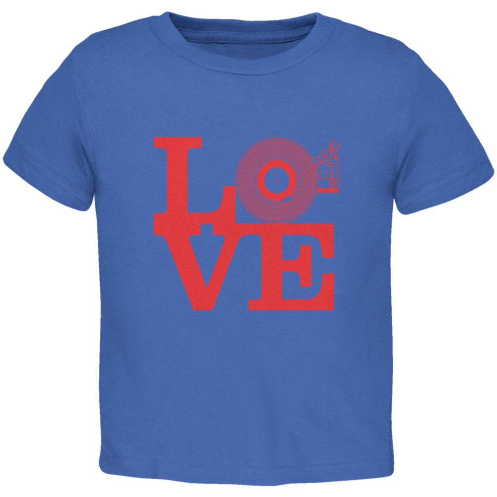 Love Record Player Royal Toddler T-Shirt Toddler T-Shirts Old Glory 2T Blue 